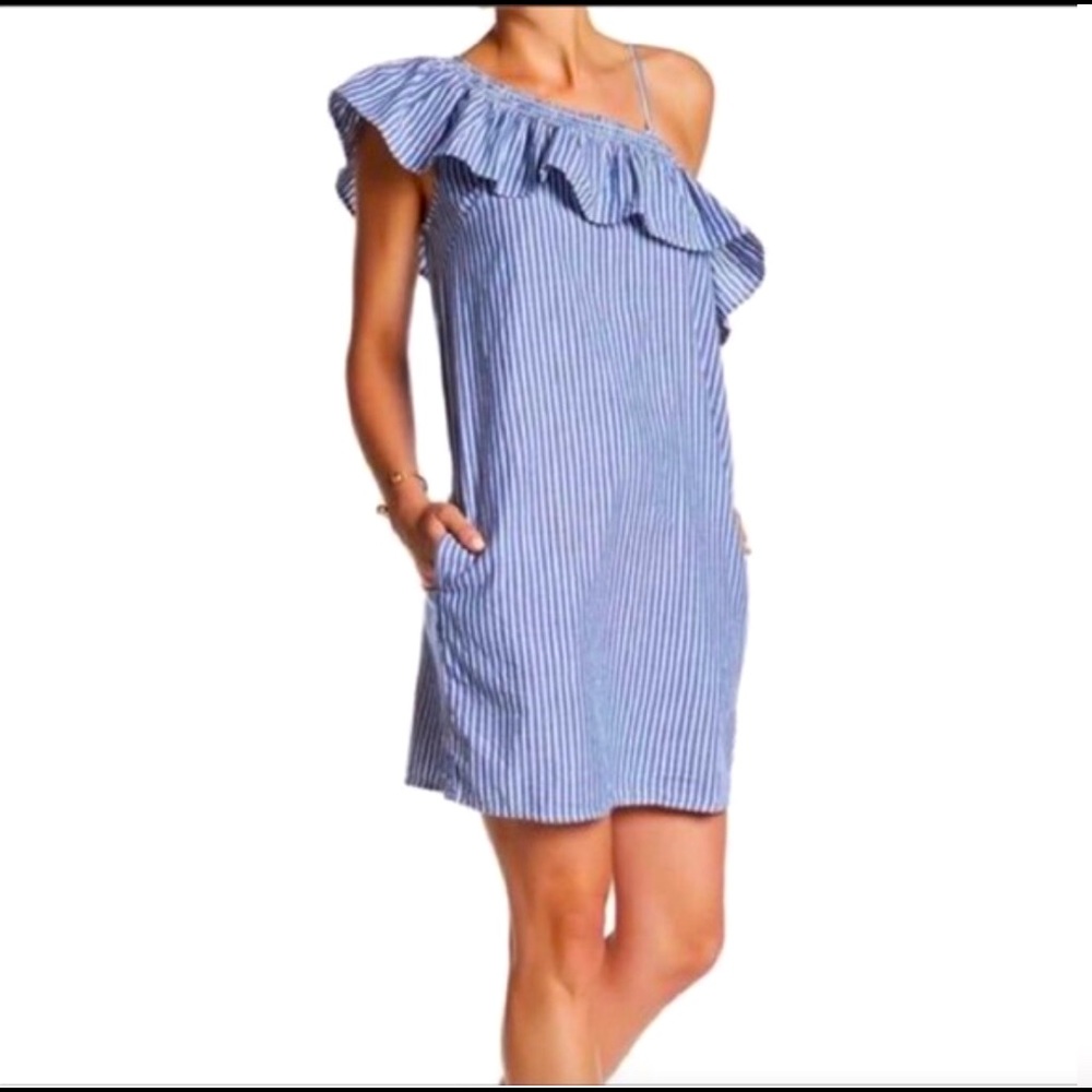 beachlunchlounge Striped One Shoulder Dress XS